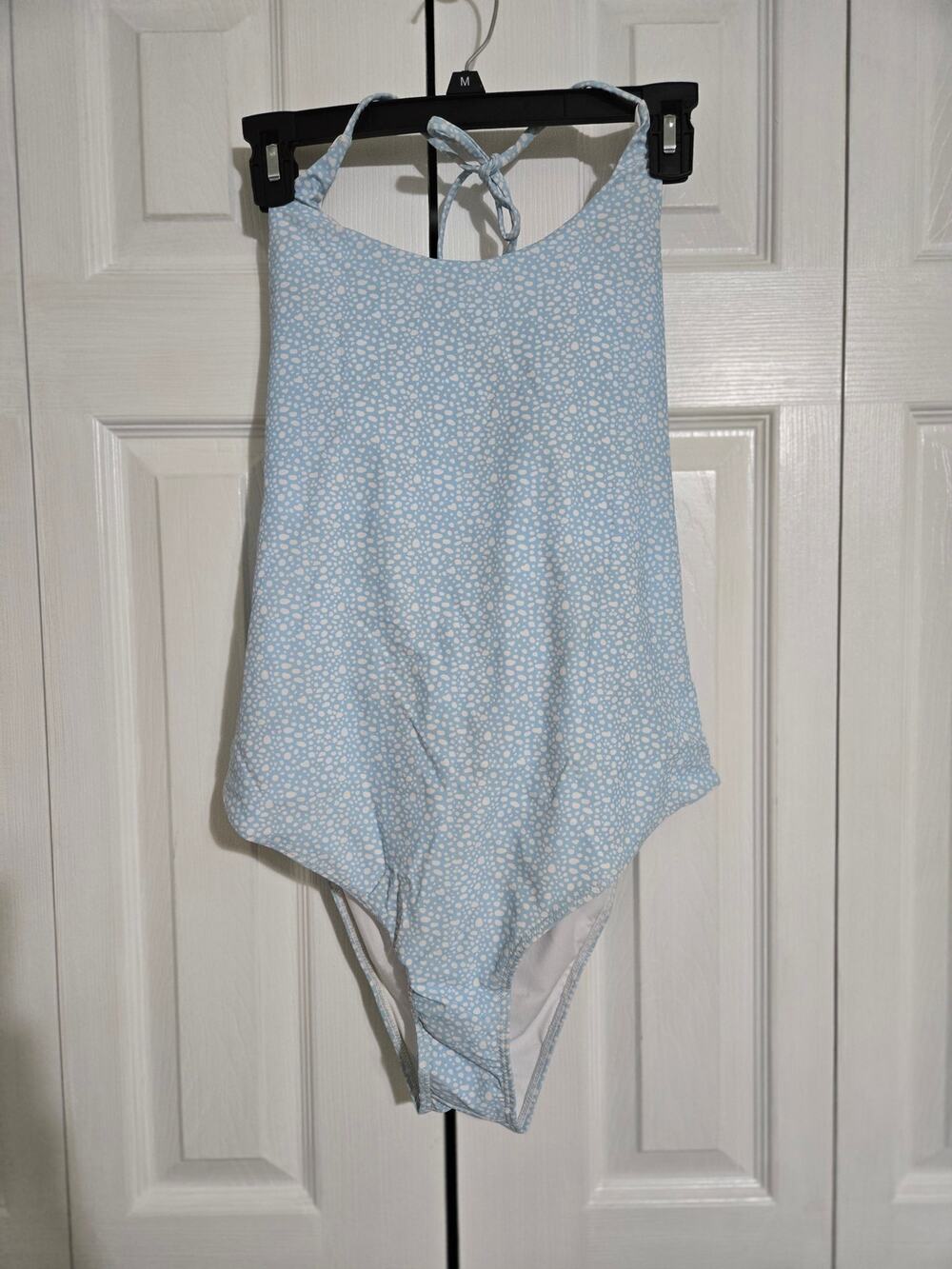 Walkonbeach xl women's light blue polka dot one piece swimsuit new with tags